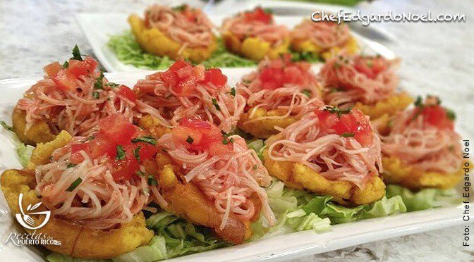 Tostones Topped With King Crab